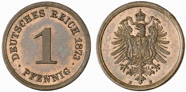 Germany 1 Pfennig 1873 B