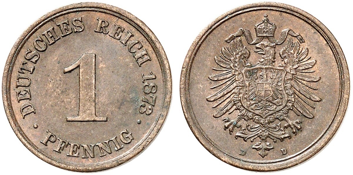 Germany 1 Pfennig 1873 D