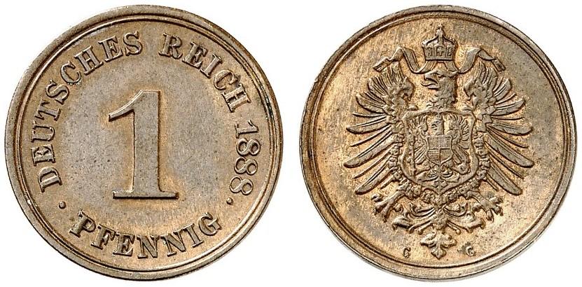 Germany 1 Pfennig 1888 G