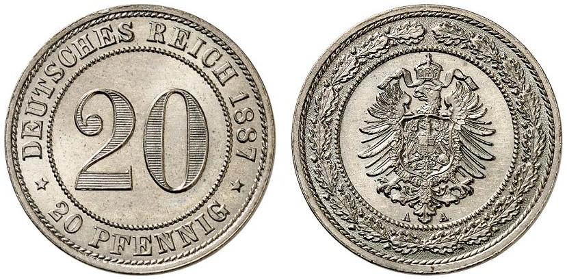DE 20 Pfennig 1887 A