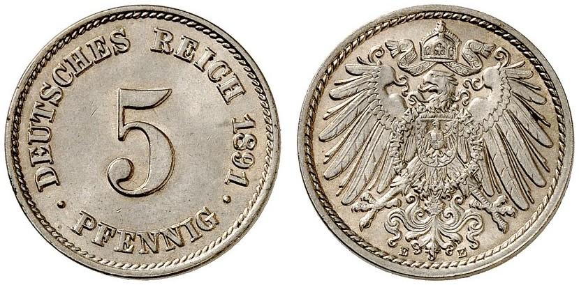 DE 5 Pfennig 1891 E