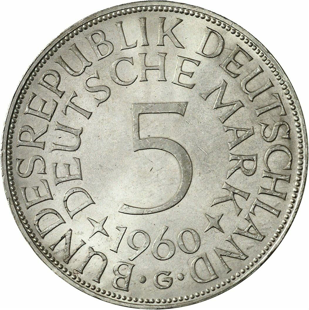 DE 5 Deutsche Mark 1960 G