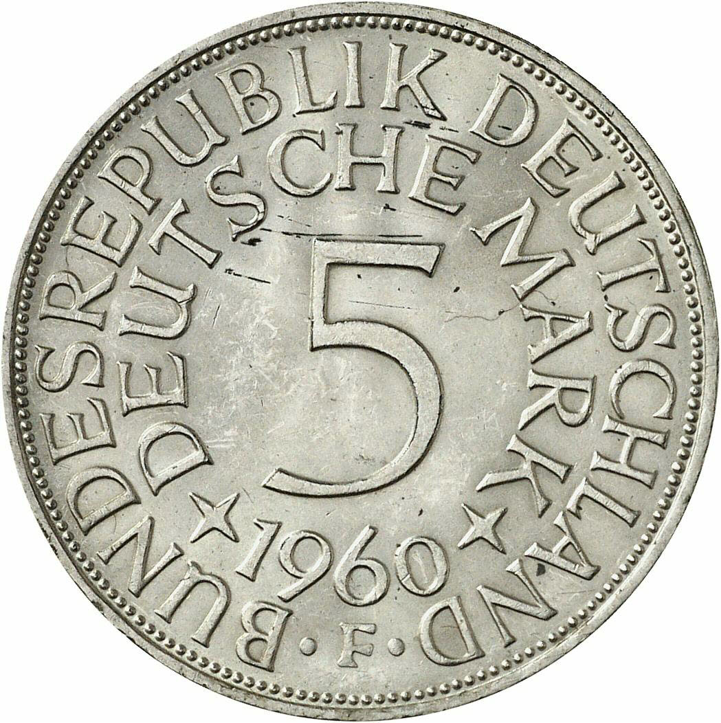 DE 5 Deutsche Mark 1960 F