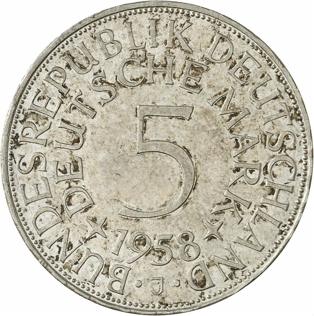 DE 5 Deutsche Mark 1958 J