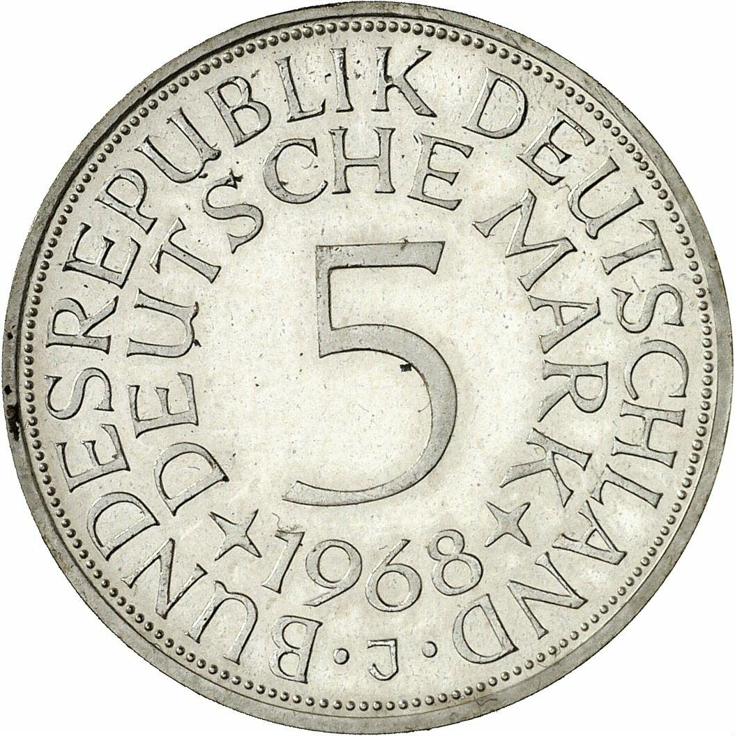 DE 5 Deutsche Mark 1968 J