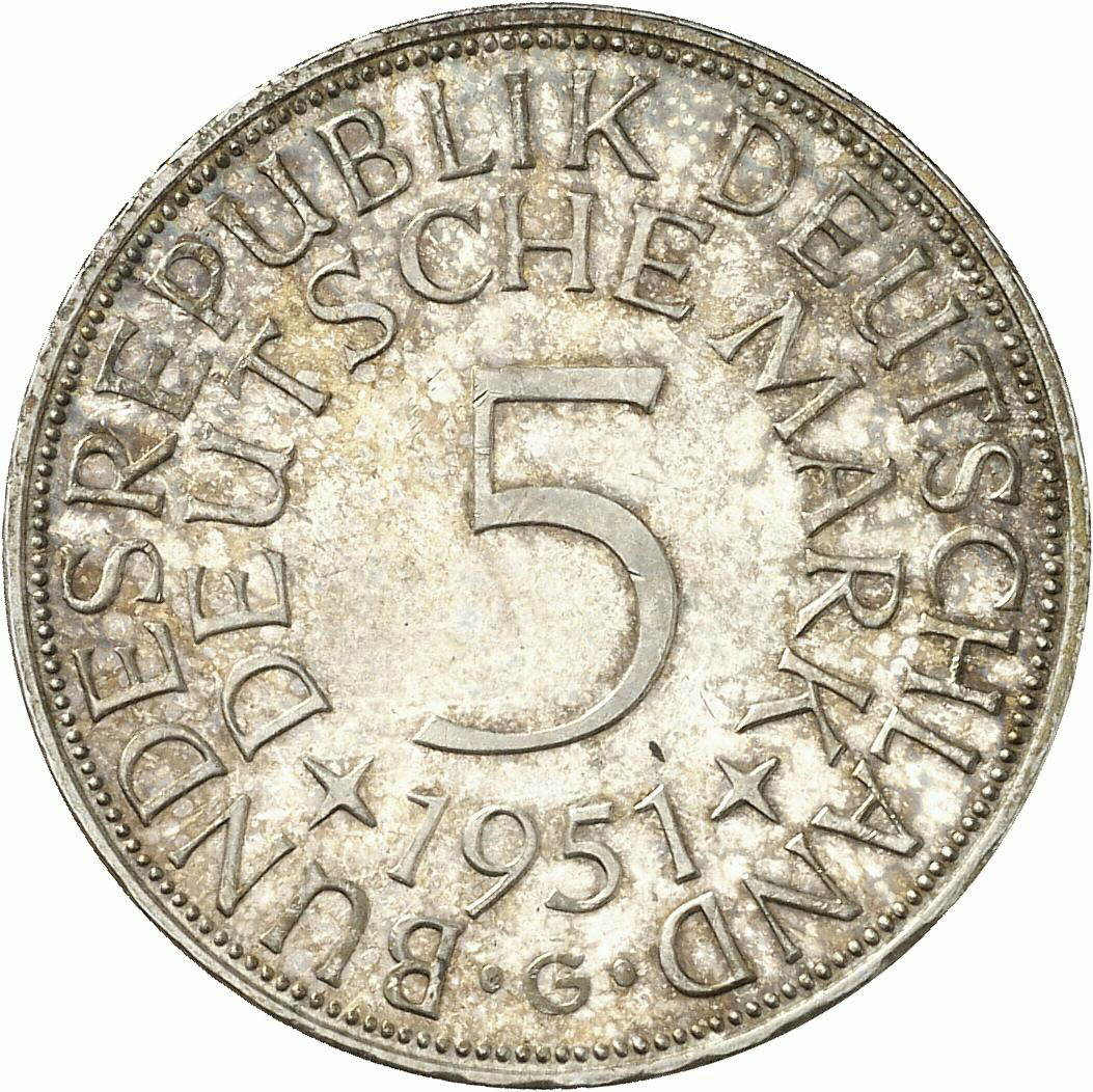 DE 5 Deutsche Mark 1951 G