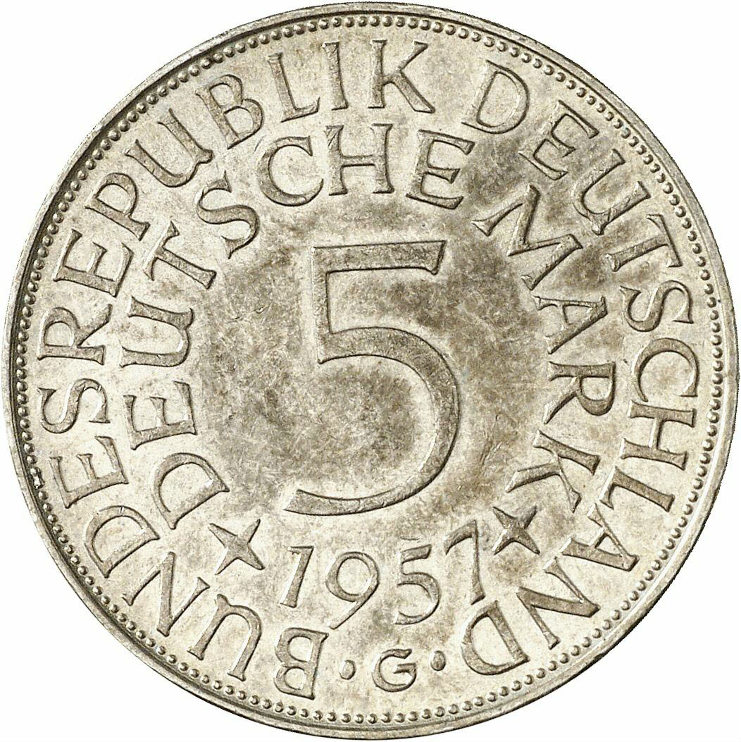 DE 5 Deutsche Mark 1957 G
