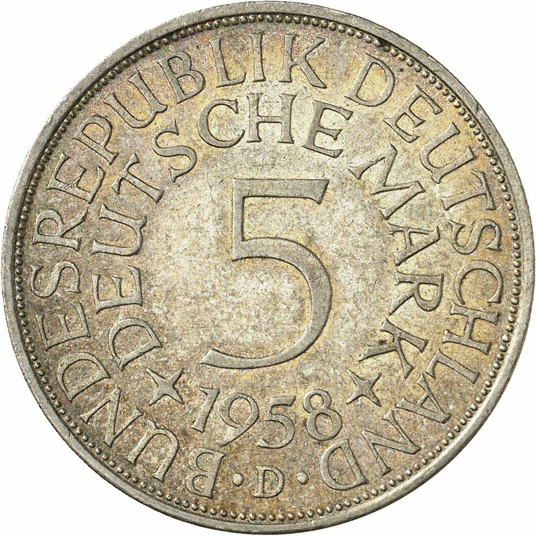 DE 5 Deutsche Mark 1958 D