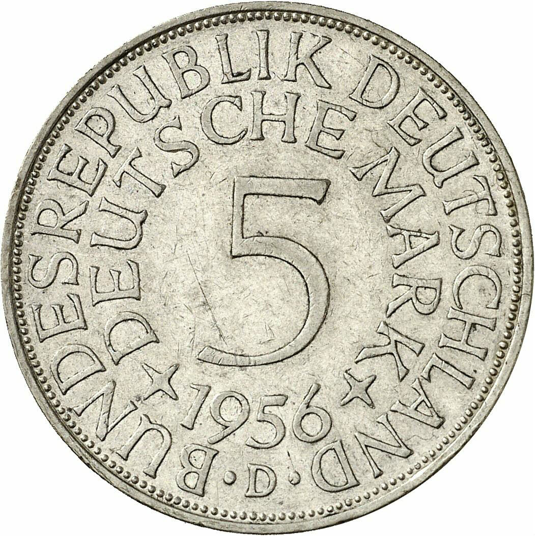 DE 5 Deutsche Mark 1956 D