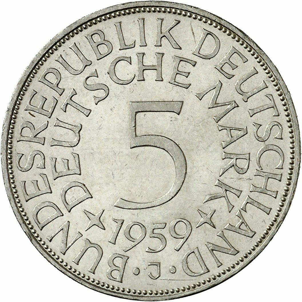 DE 5 Deutsche Mark 1959 J