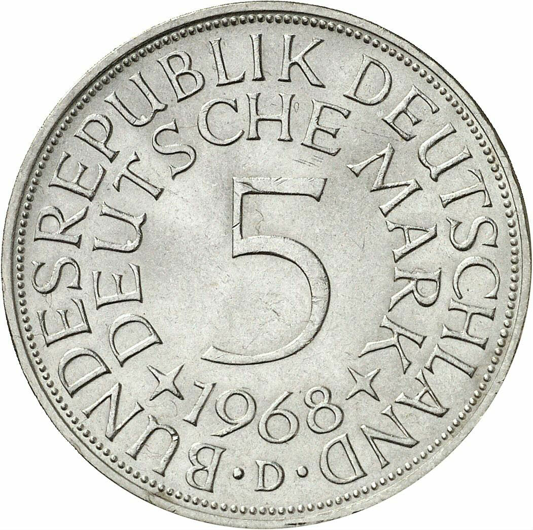 DE 5 Deutsche Mark 1968 D