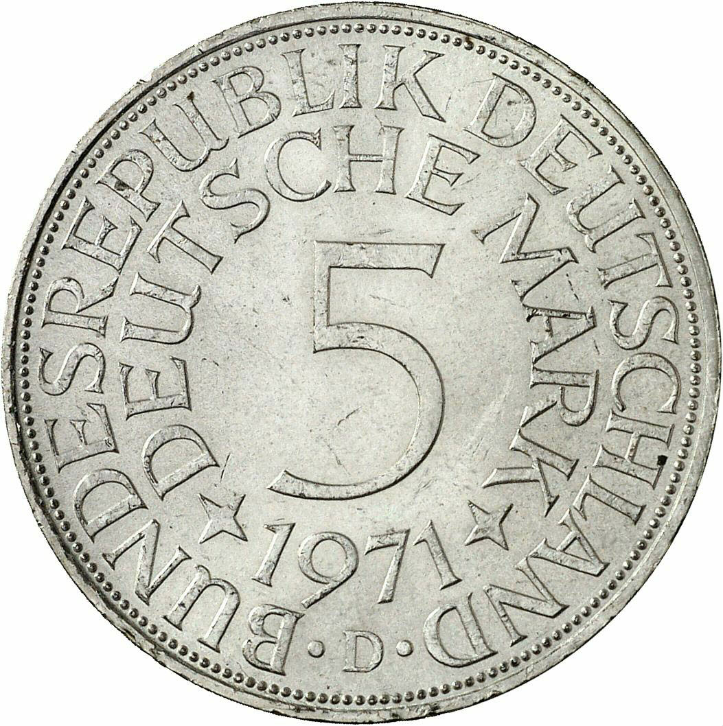 DE 5 Deutsche Mark 1971 D