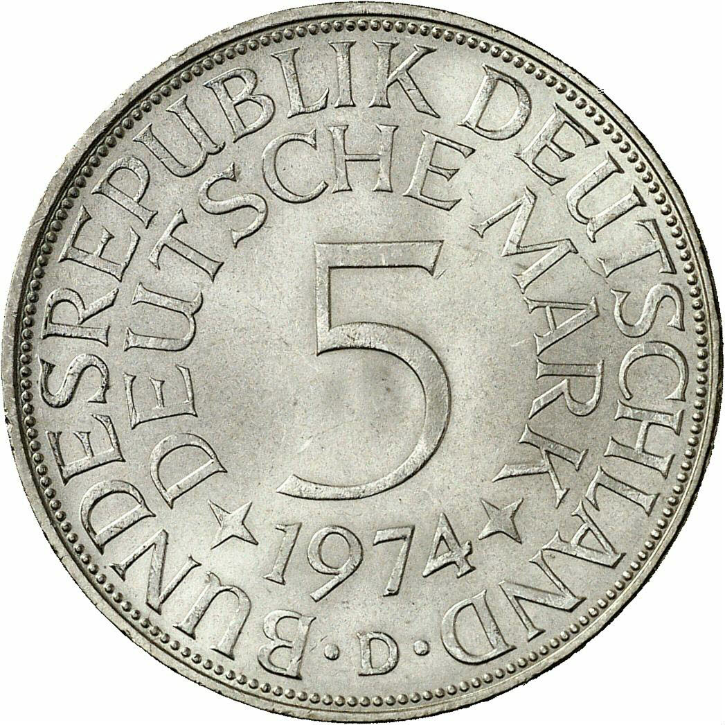 DE 5 Deutsche Mark 1974 D