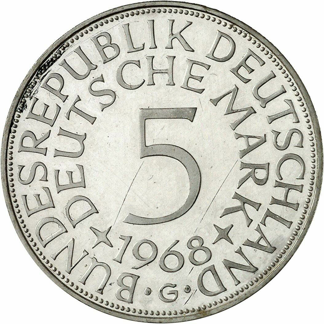 DE 5 Deutsche Mark 1968 G