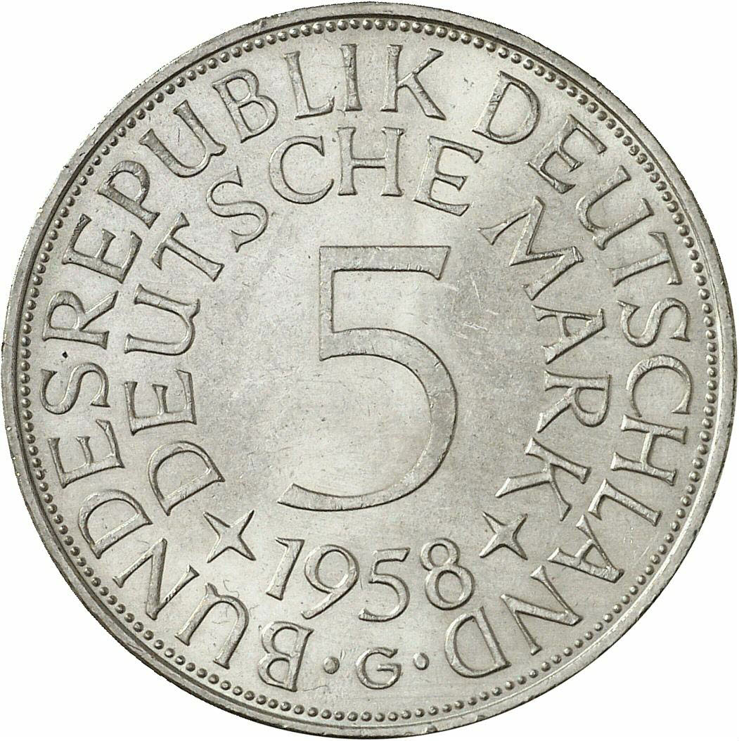 DE 5 Deutsche Mark 1958 G