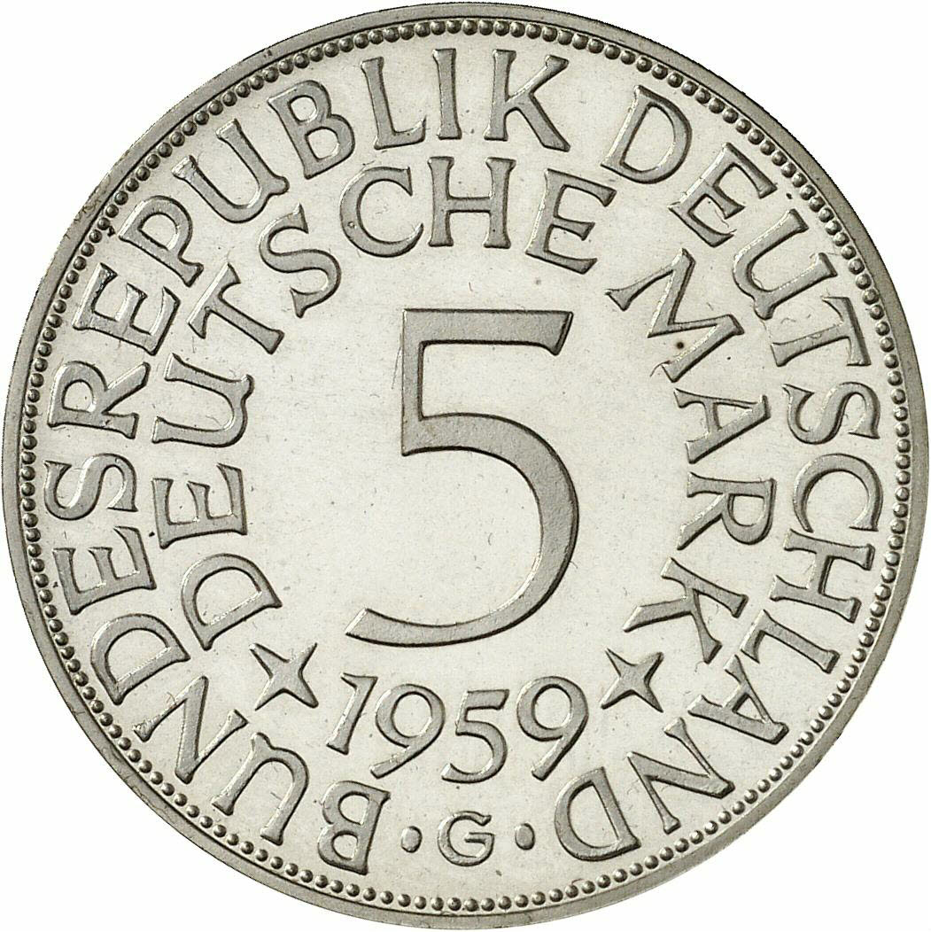 DE 5 Deutsche Mark 1959 G
