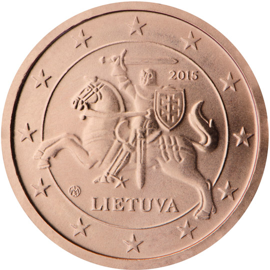 LT 1 Cent 2015 Lithuanian Mint Logo