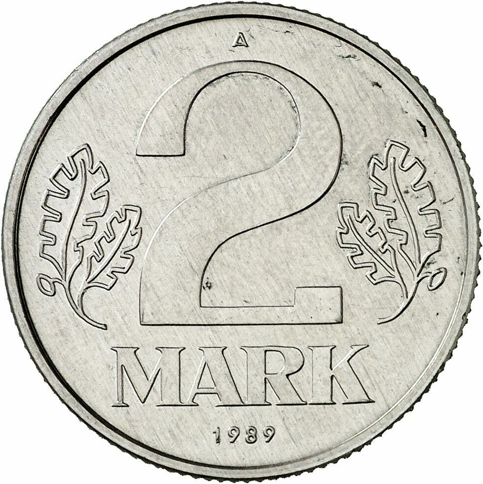 DE 2 Mark der DDR 1989 A