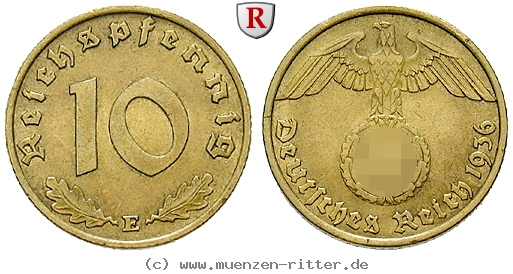 DE 10 Reichspfennig 1936 G