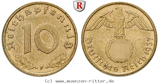 DE 10 Reichspfennig 1937 F