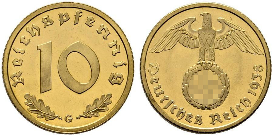 DE 10 Reichspfennig 1938 J