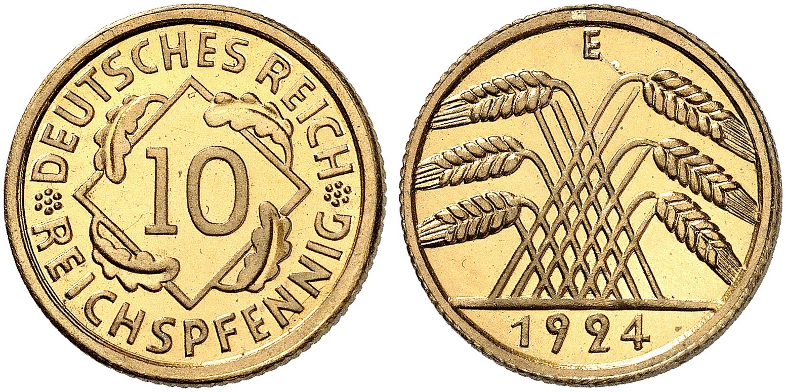 DE 10 Reichspfennig 1924 E