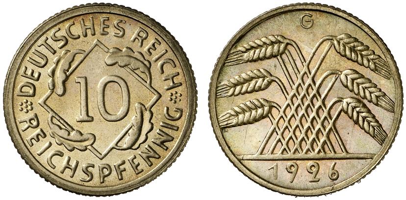 DE 10 Reichspfennig 1926 G