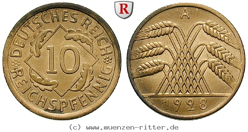 DE 10 Reichspfennig 1928 G