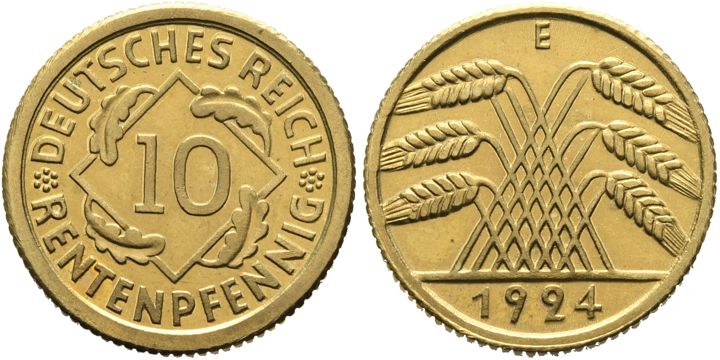 DE 10 Rentenpfennig 1924 F