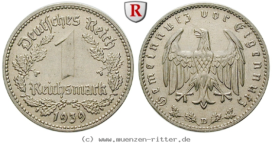 DE 1 Reichsmark 1939 D