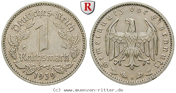 DE 1 Reichsmark 1939 J