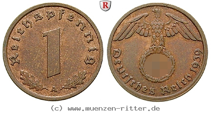 DE 1 Reichspfennig 1939 E
