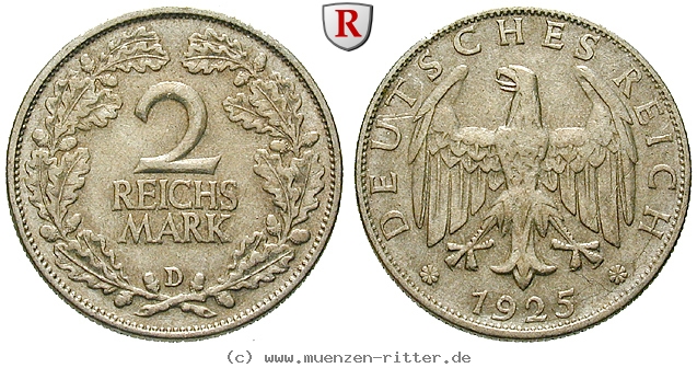 DE 2 Reichsmark 1925 D