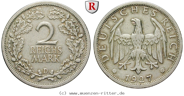 DE 2 Reichsmark 1927 D