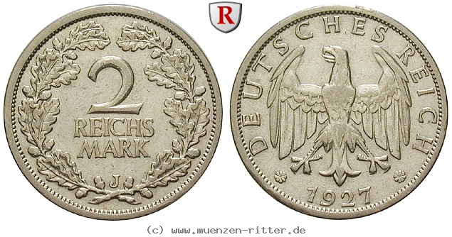 DE 2 Reichsmark 1927 J
