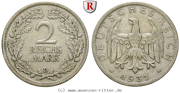 DE 2 Reichsmark 1931 E