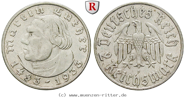 DE 2 Reichsmark 1933 F