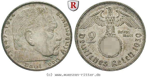 DE 2 Reichsmark 1939 G