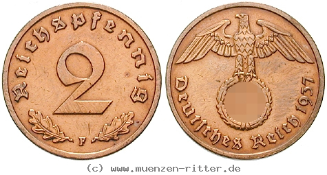 DE 2 Reichspfennig 1937 F