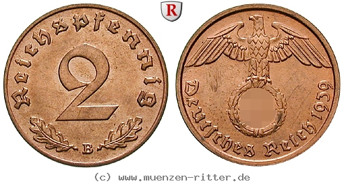DE 2 Reichspfennig 1939 E
