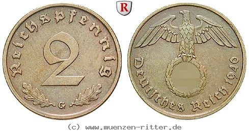 DE 2 Reichspfennig 1940 D