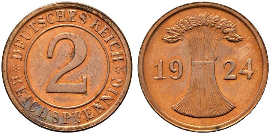 DE 2 Reichspfennig 1924 D