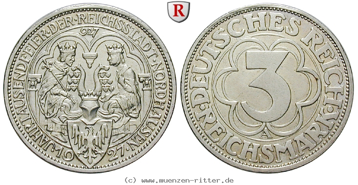 DE 3 Reichsmark 1927 A