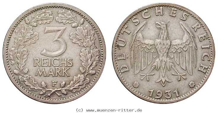 DE 3 Reichsmark 1931 F