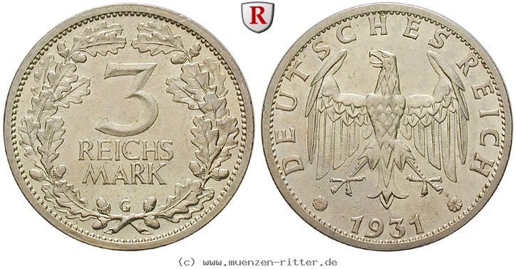 DE 3 Reichsmark 1931 G