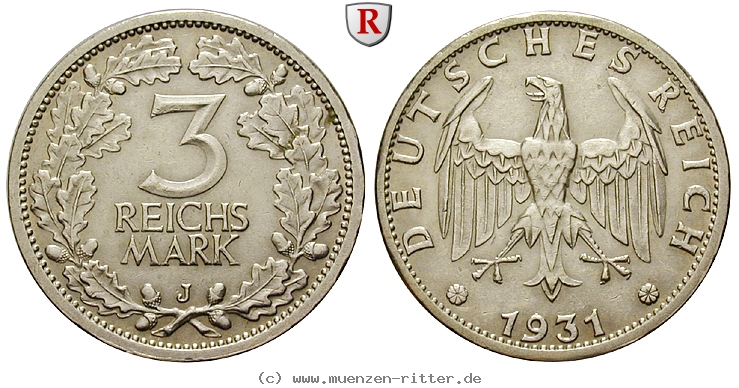 DE 3 Reichsmark 1931 J