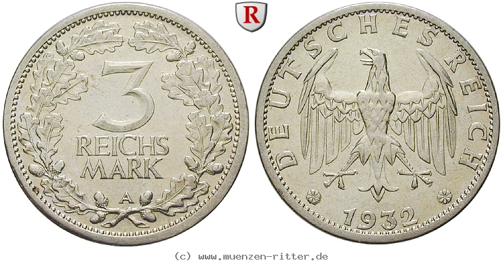 DE 3 Reichsmark 1932 A