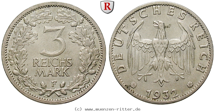 DE 3 Reichsmark 1932 F