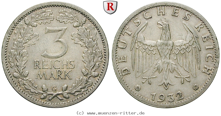 DE 3 Reichsmark 1932 G