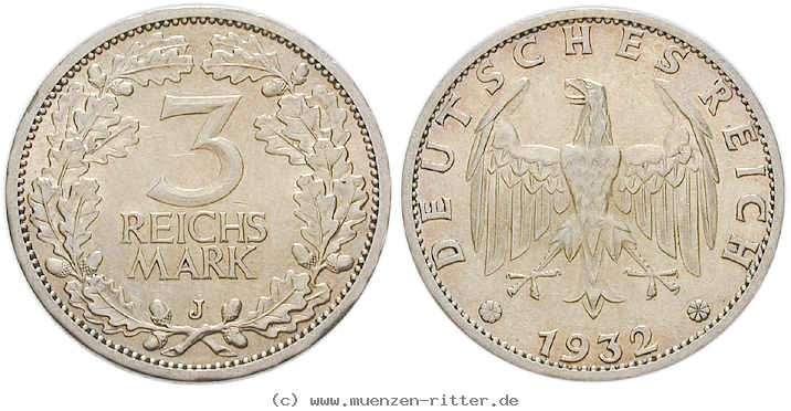 DE 3 Reichsmark 1932 J